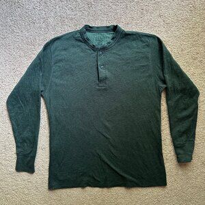 LL Bean Shirt Mens Large River Driver Henley Wool Blend Green Traditional Fit